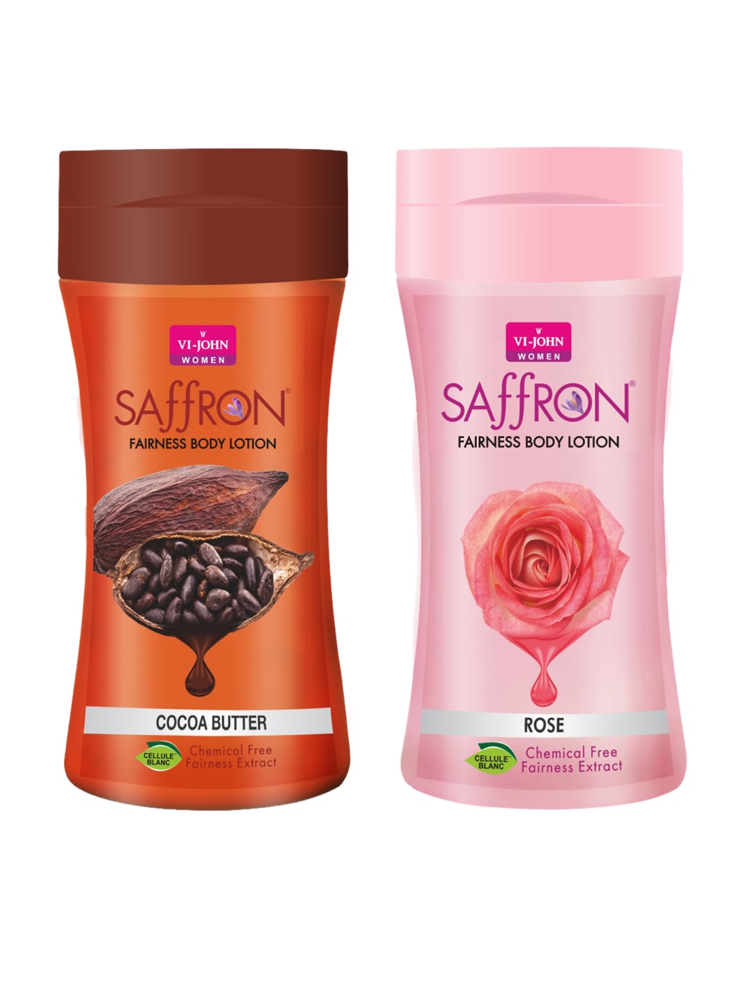

VI-JOHN Set of 2 Saffron Fairness Rose & Cocoa Butter Body Lotion 250 ml Each, Brown