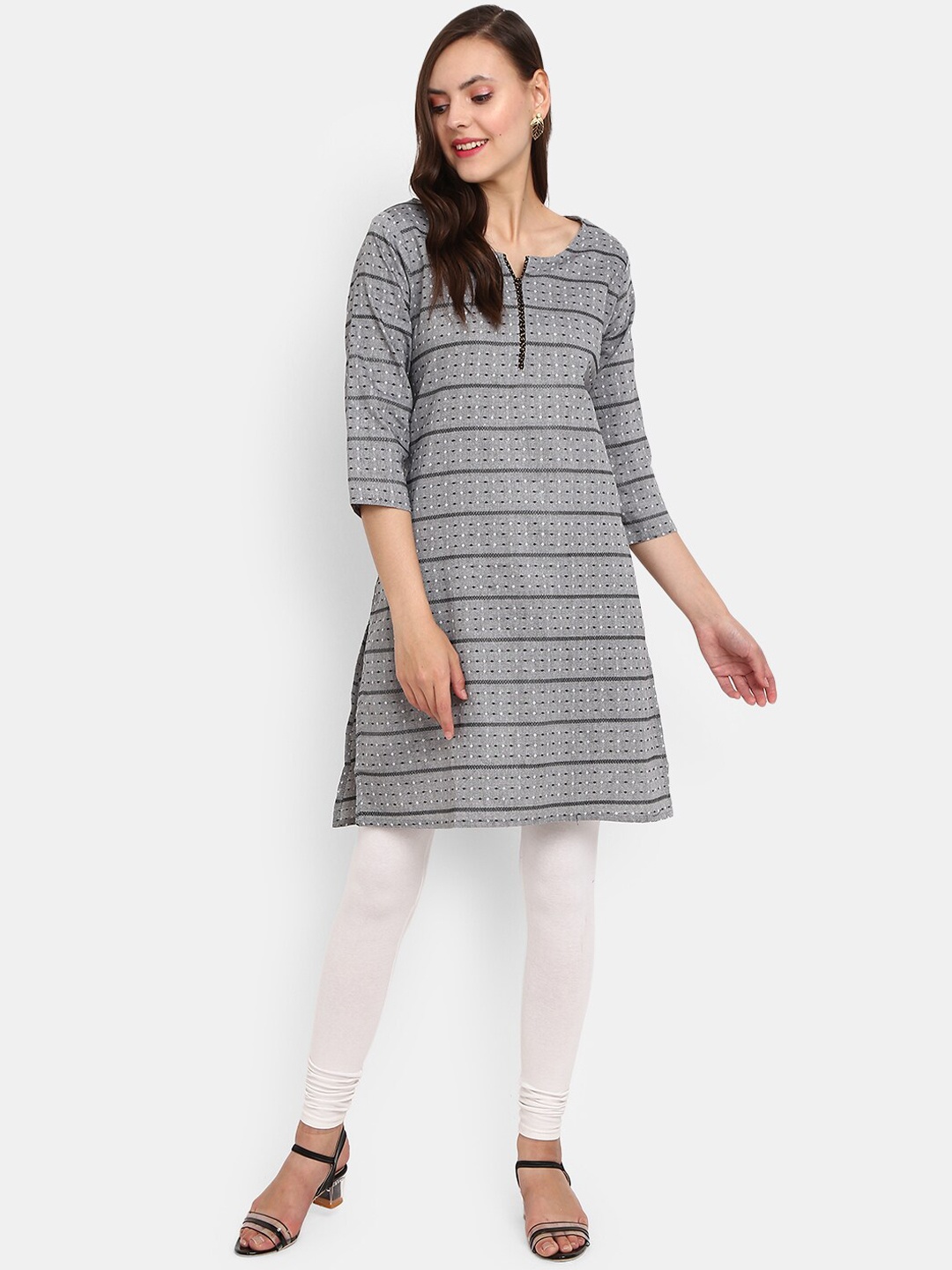 

V-Mart Women Grey Cotton Printed Kurta