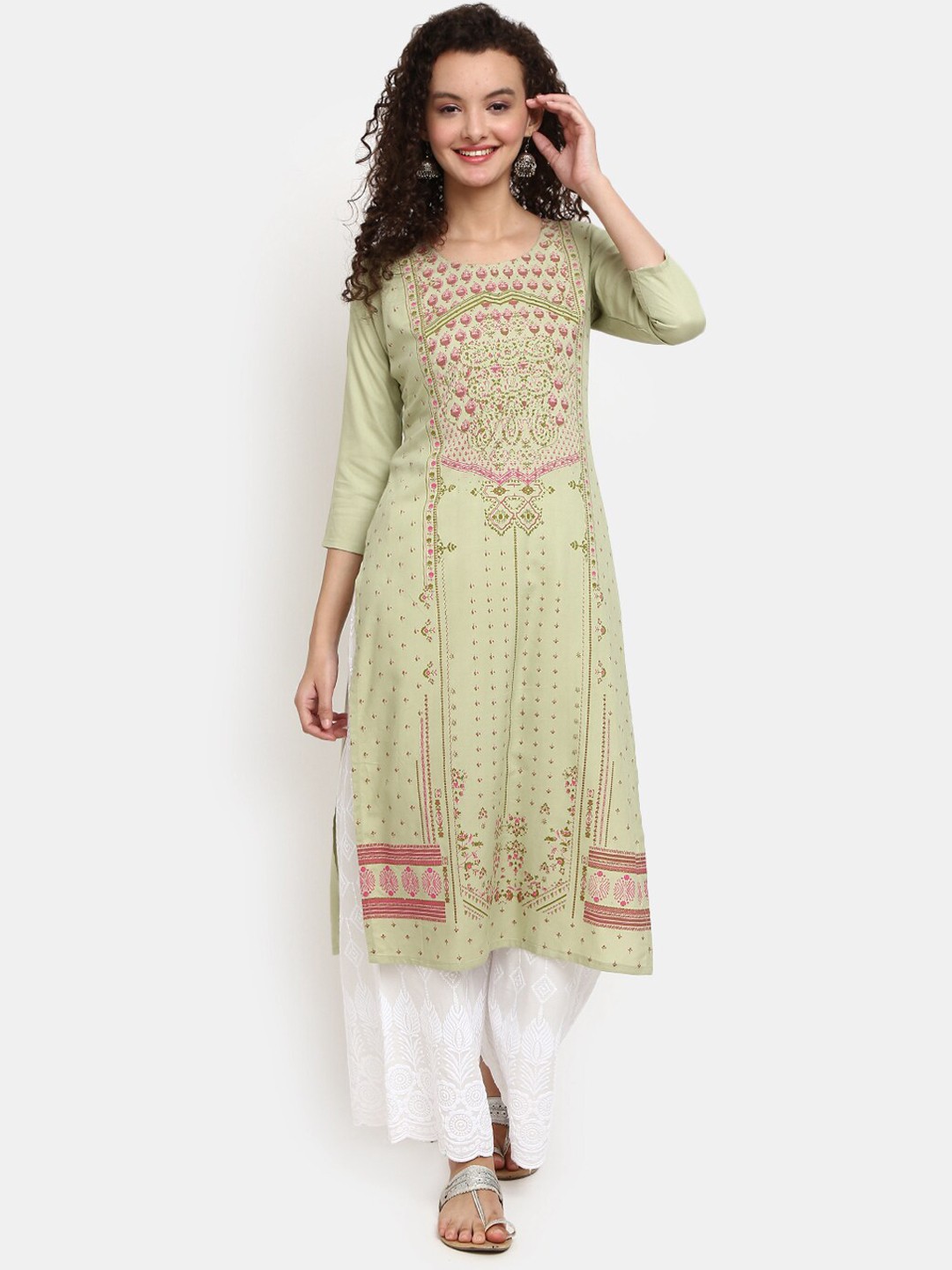 

V-Mart Women Green Ethnic Motifs Printed Kurta
