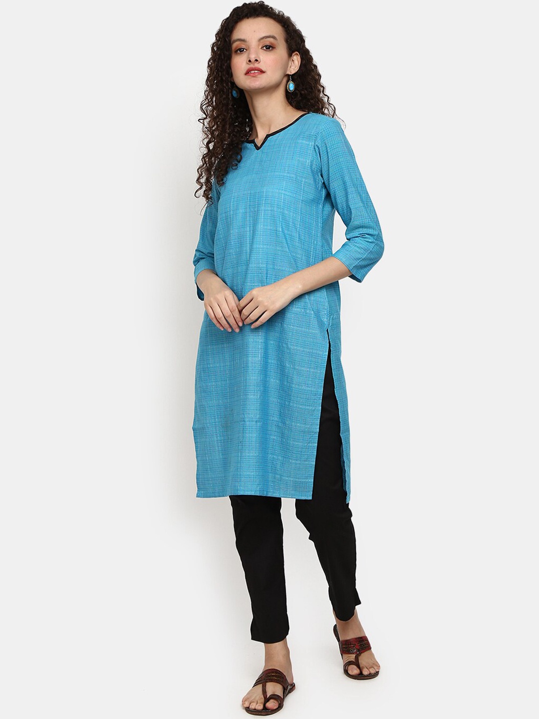

V-Mart Women Blue Cotton Printed Kurta
