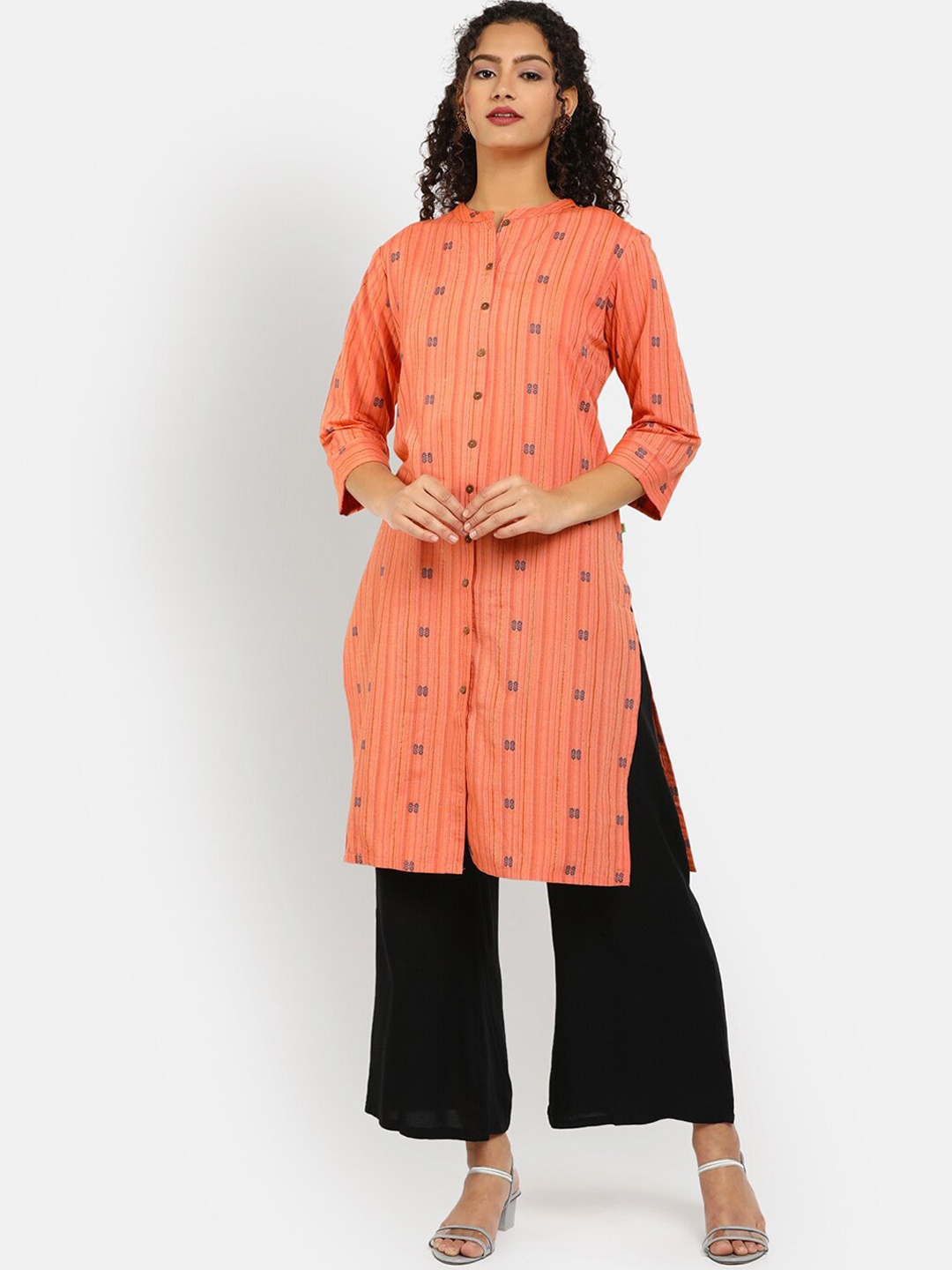 

V-Mart Women Rust Geometric Printed Kurta