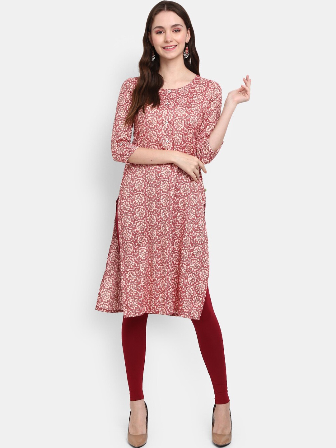 

V-Mart Women Red Floral Printed Kurta