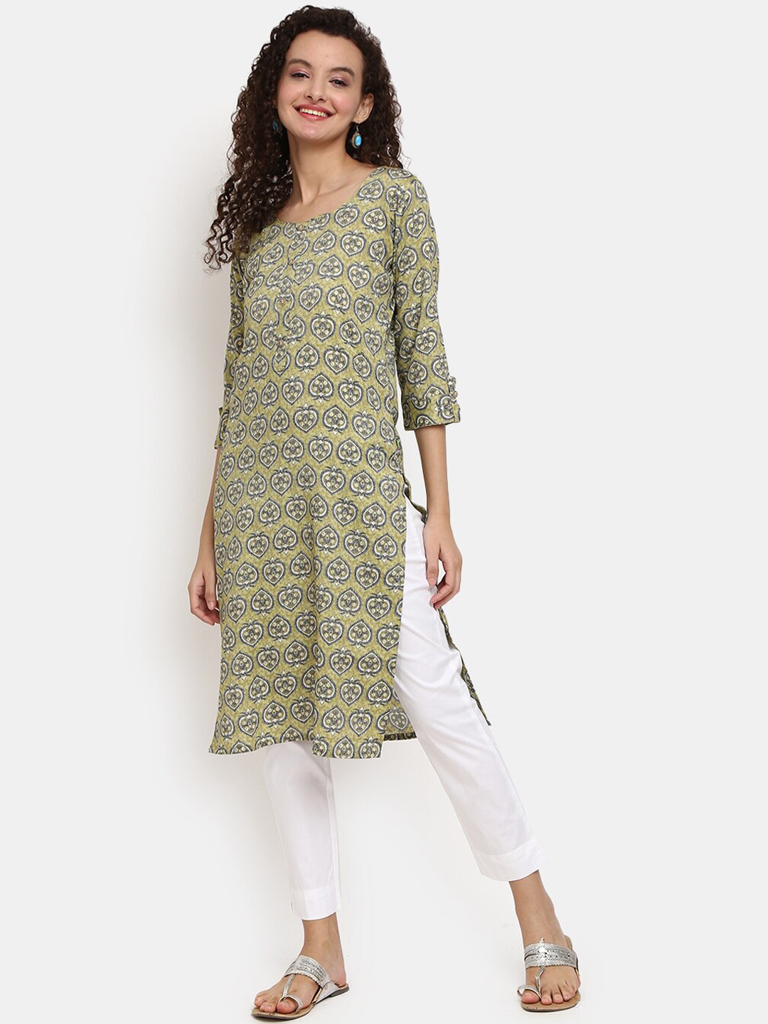 

V-Mart Women Green Ethnic Motifs Printed Kurta