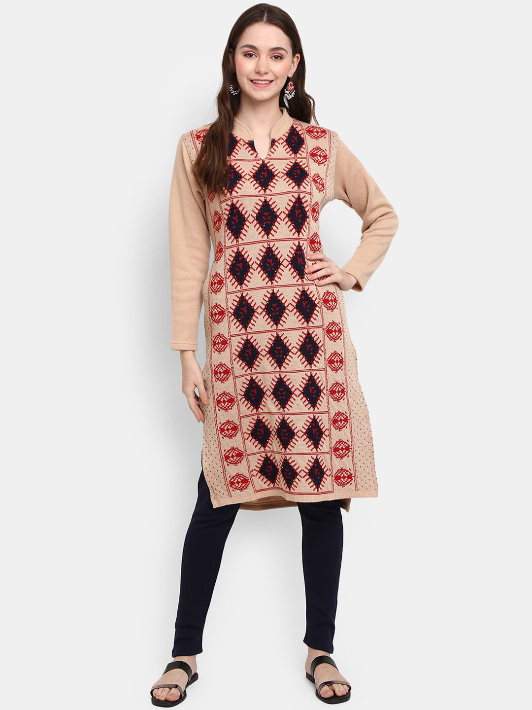 

V-Mart Woven Design Acrylic Kurta, Beige