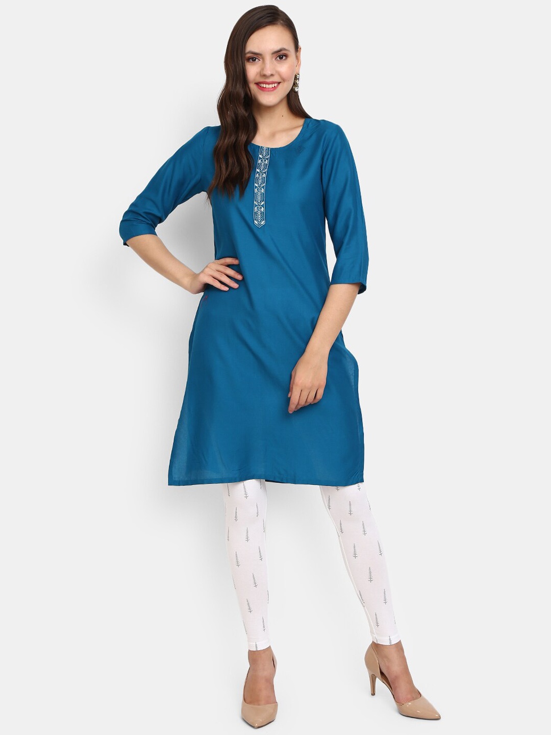 

V-Mart Women Teal Solid Kurta