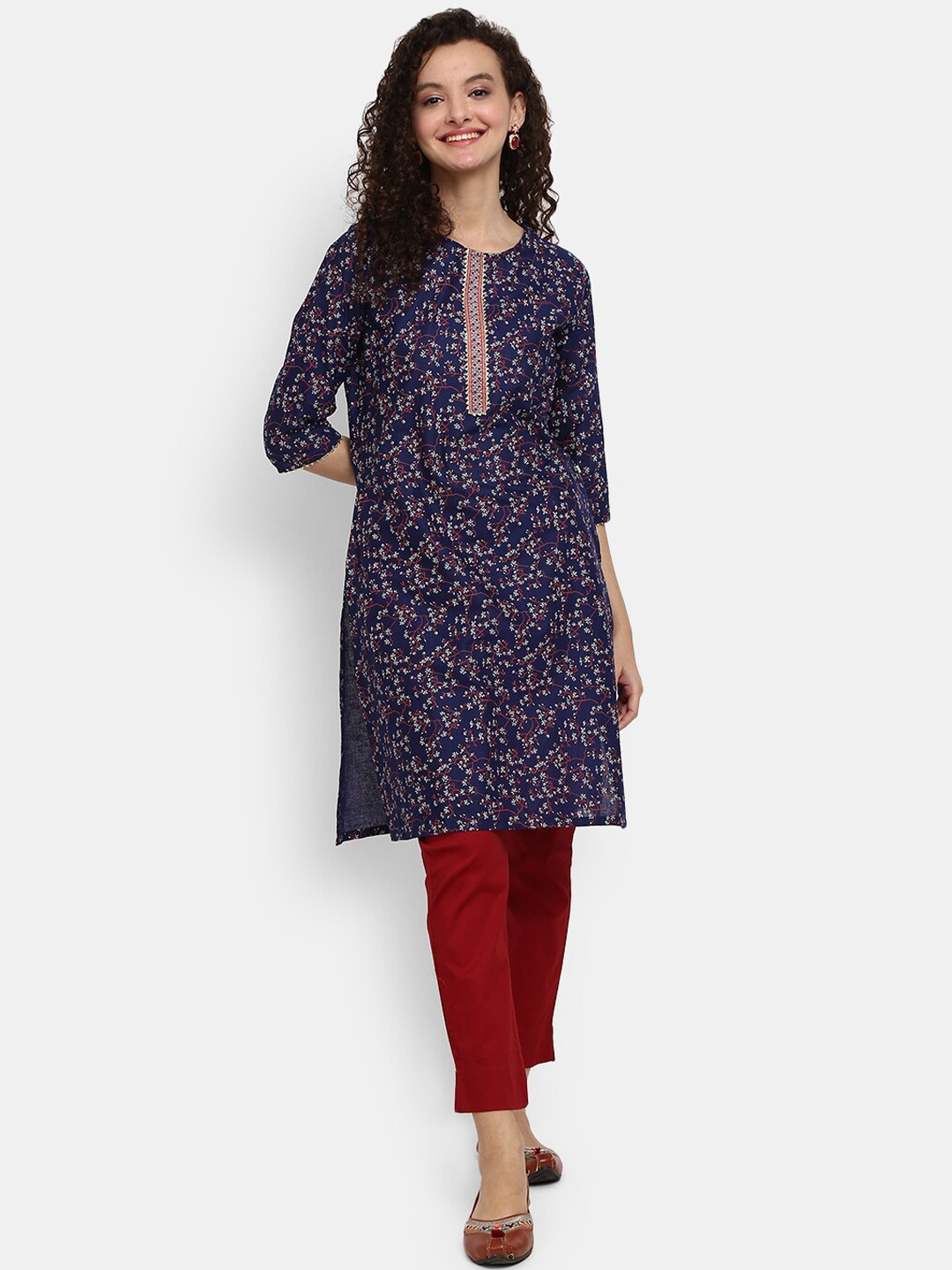 

V-Mart Floral Printed Cotton Kurta, Blue