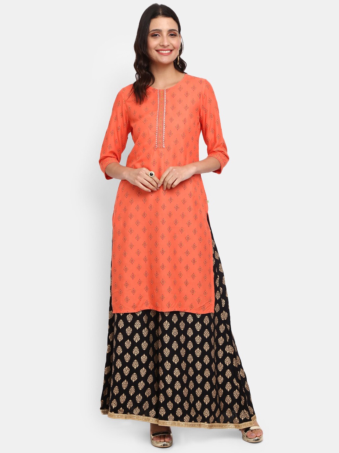 

V-Mart Women Orange Ethnic Motifs Printed Kurta