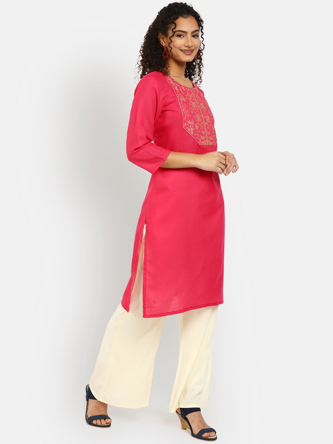 

V-Mart Women Fuchsia Ethnic Motifs Printed Kurta