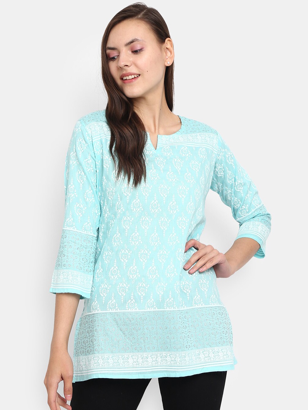 

V-Mart Blue Ethnic Motifs Printed Kurti