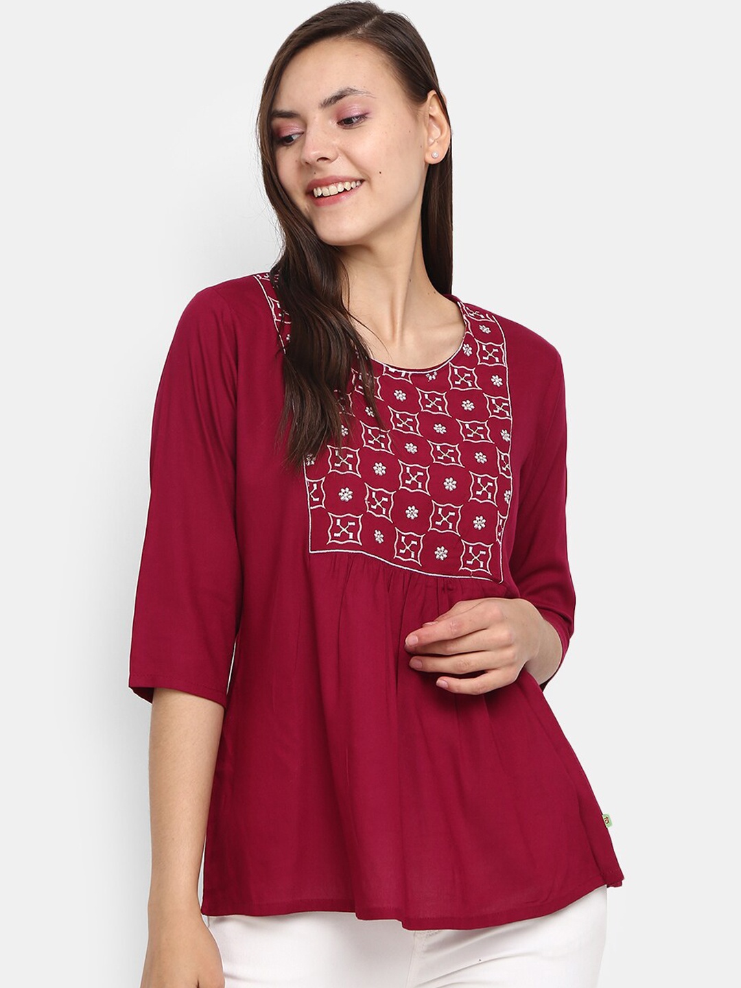 

V-Mart Magenta Floral Printed Empire Kurti