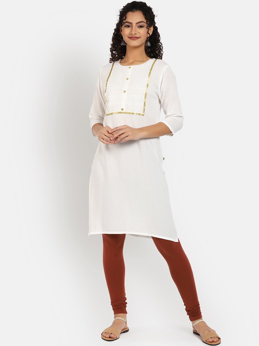 

V-Mart Women White Cotton Kurta