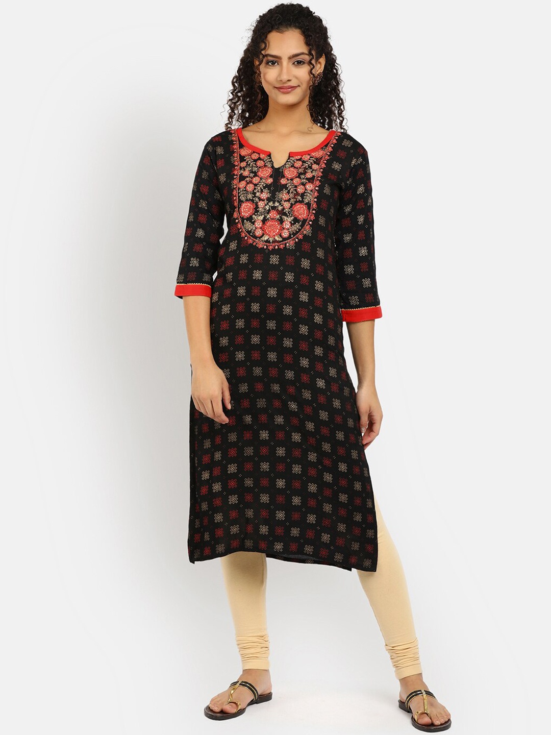 

V-Mart Women Black Floral Printed Kurta