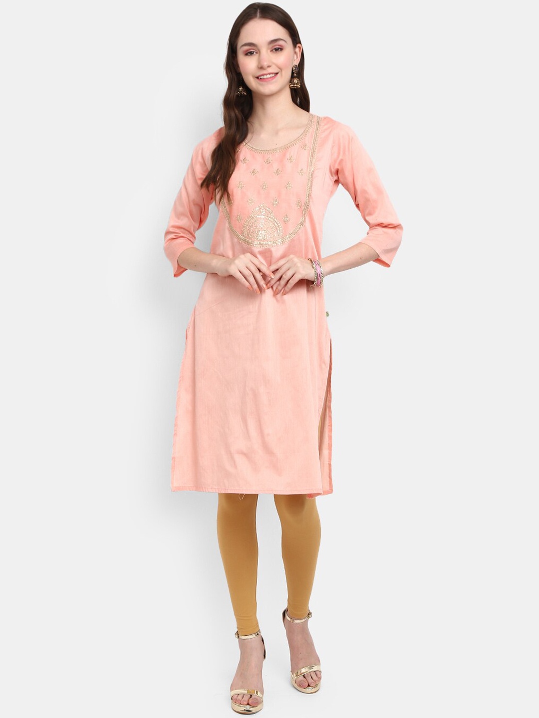 

V-Mart Women Pink Floral Embroidered Kurta