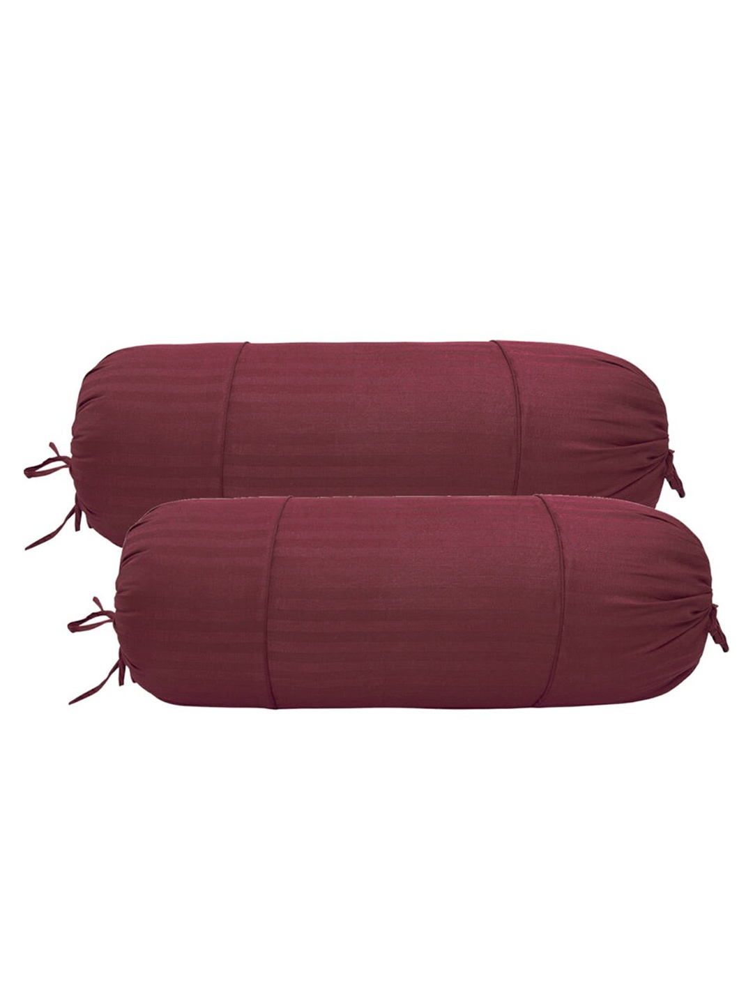 

Trance Home Linen Set Of 2 Solid Pure Cotton 200TC Bolster Covers, Burgundy