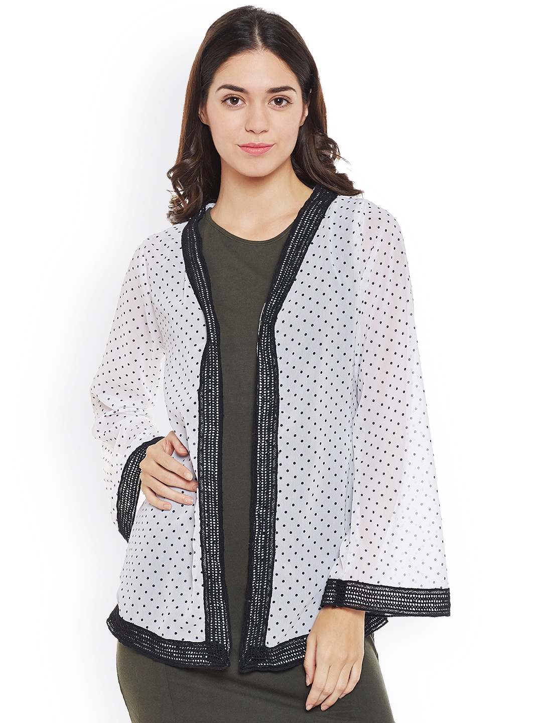 

WISSTLER White & Black Printed Semi-Sheer Shrug