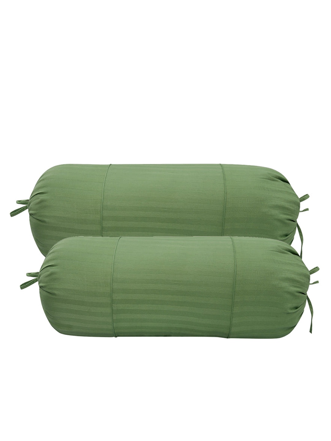

Trance Home Linen Set Of 2 Green Solid Pure Cotton Bolster Covers