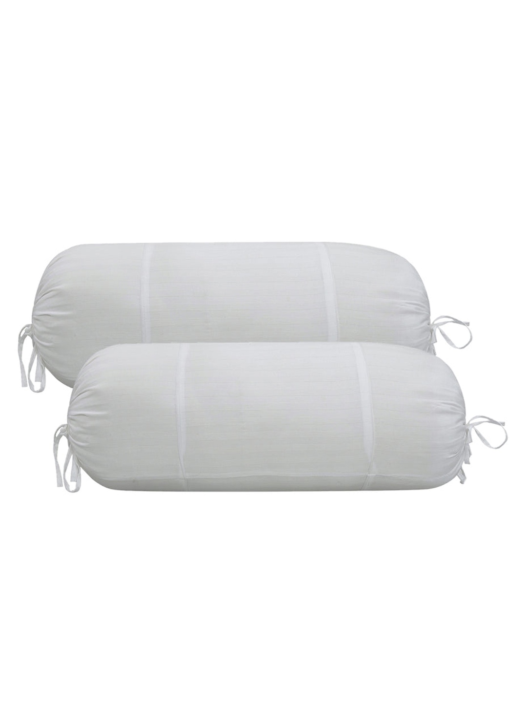 

Trance Home Linen Set Of 2 White Solid Cotton Bolster Covers