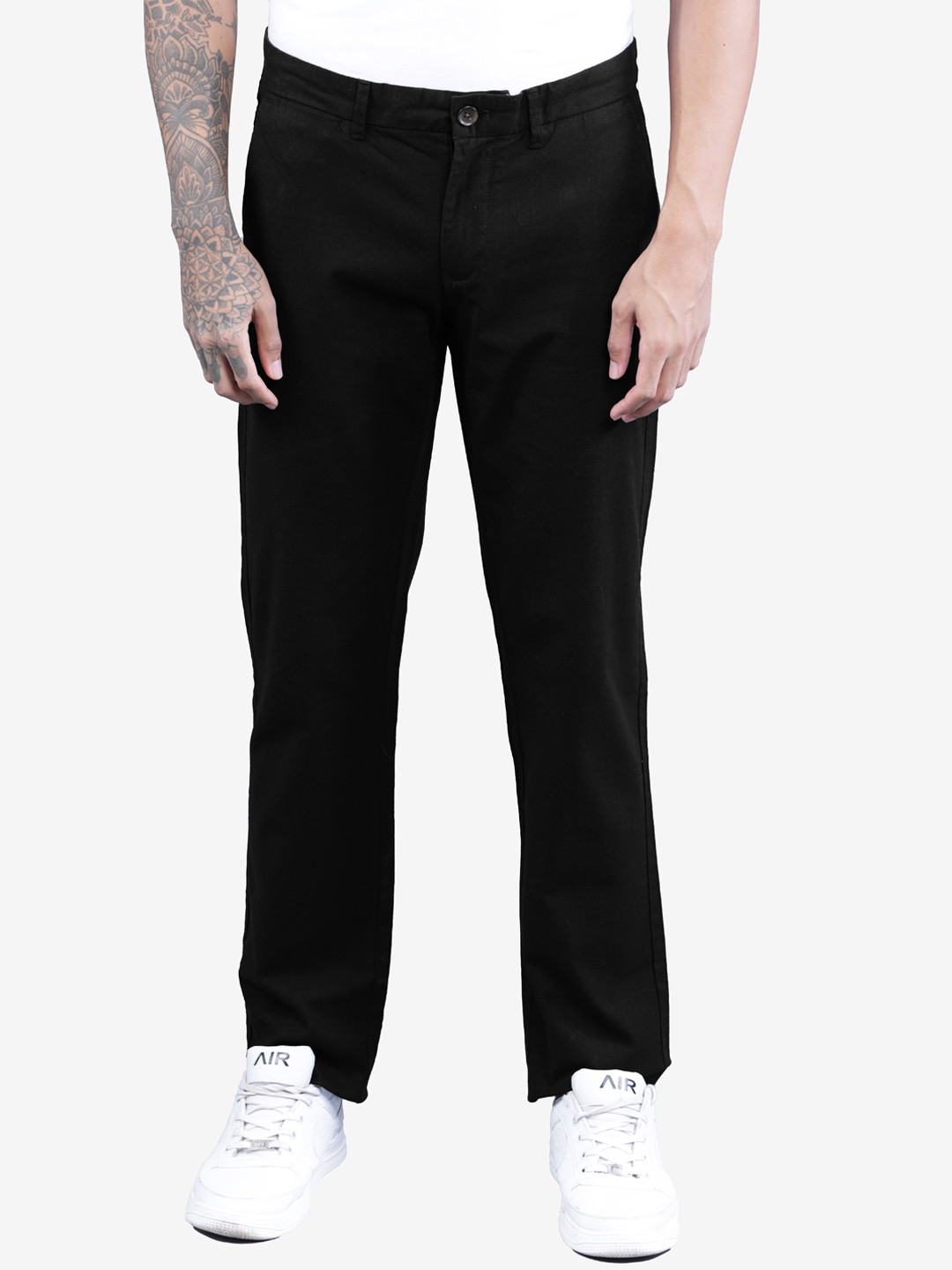 

t-base Men Black Solid Chinos Trousers