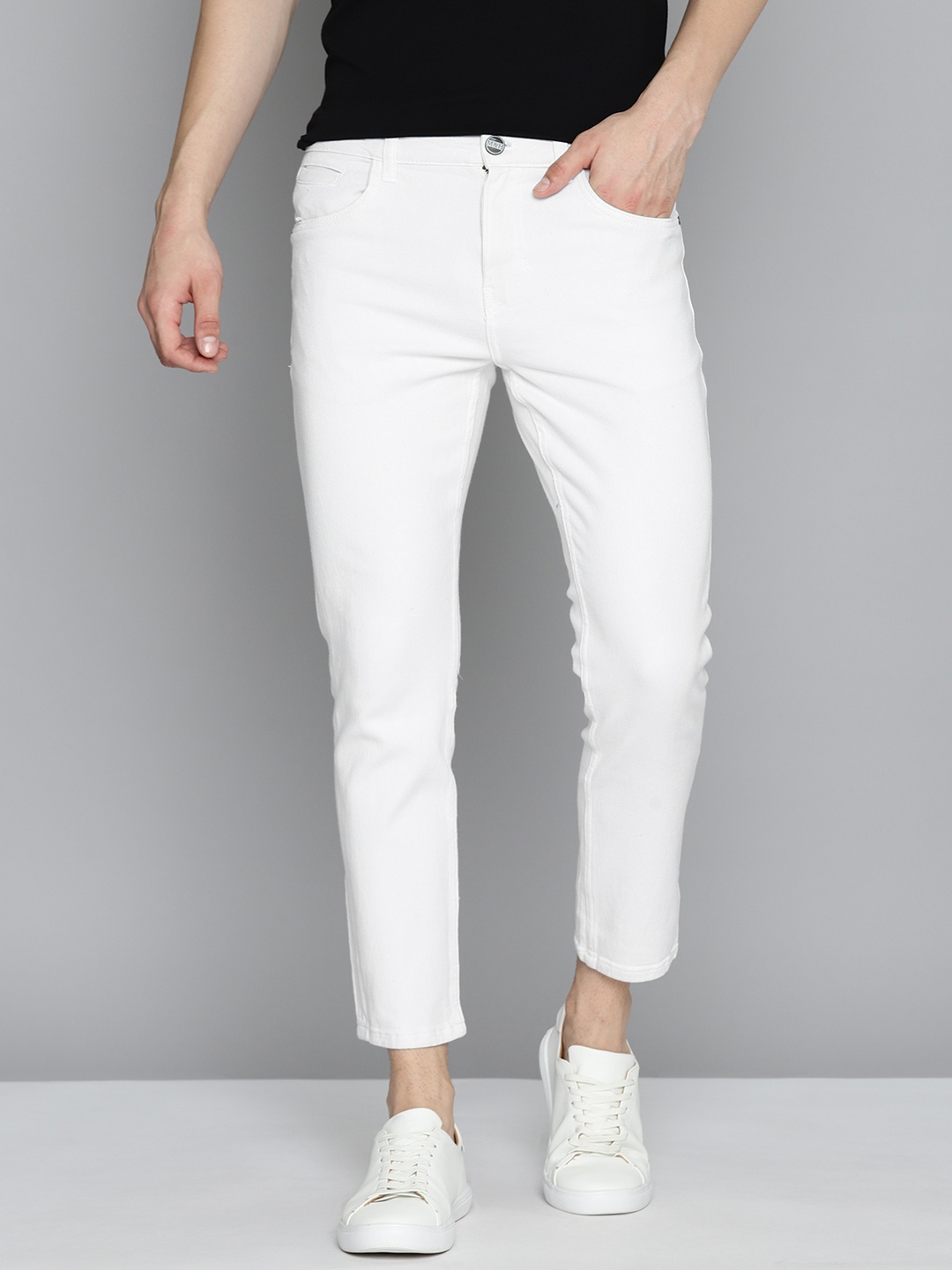 

Mast & Harbour Men Slim Tapered Fit Stretchable Jeans, White