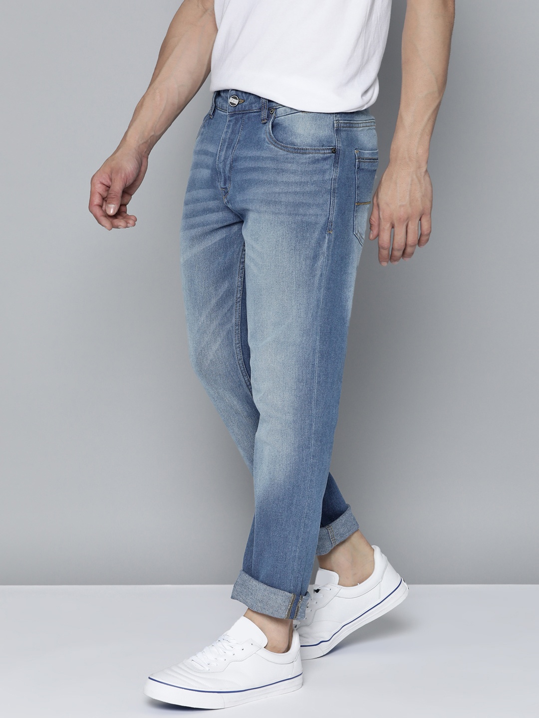 

Mast & Harbour Men Slim Fit Light Fade Stretchable Jeans, Blue