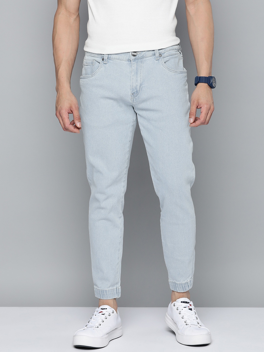 

Mast & Harbour Men Slim Jogger Fit Jeans, Blue