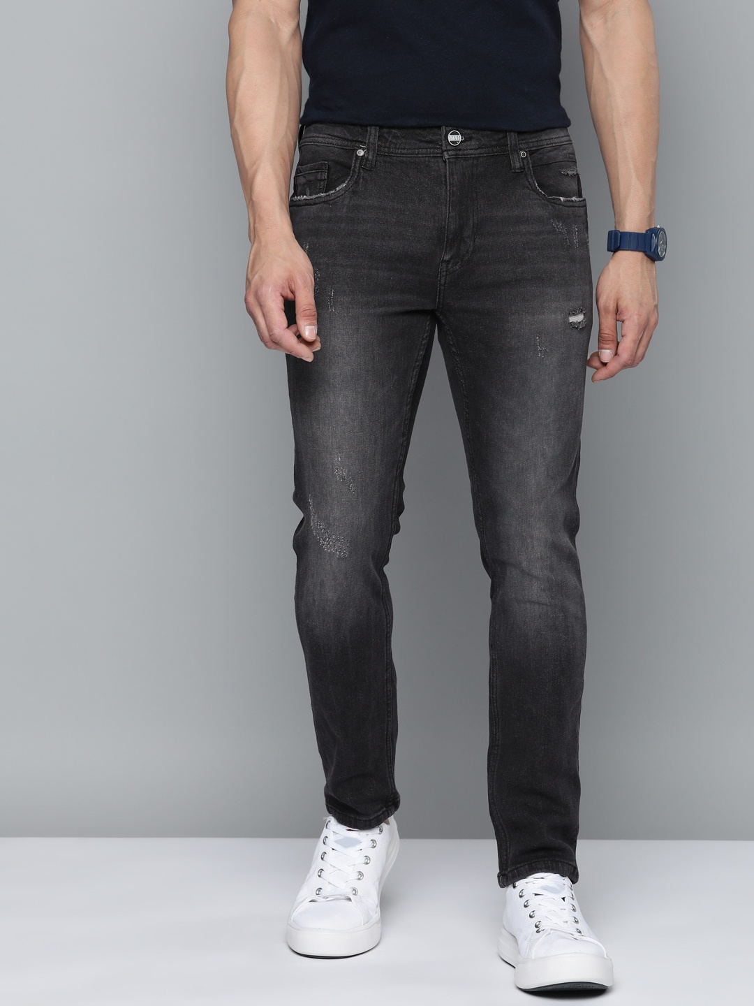 

Mast & Harbour Men Skinny Fit Light Fade Jeans, Charcoal