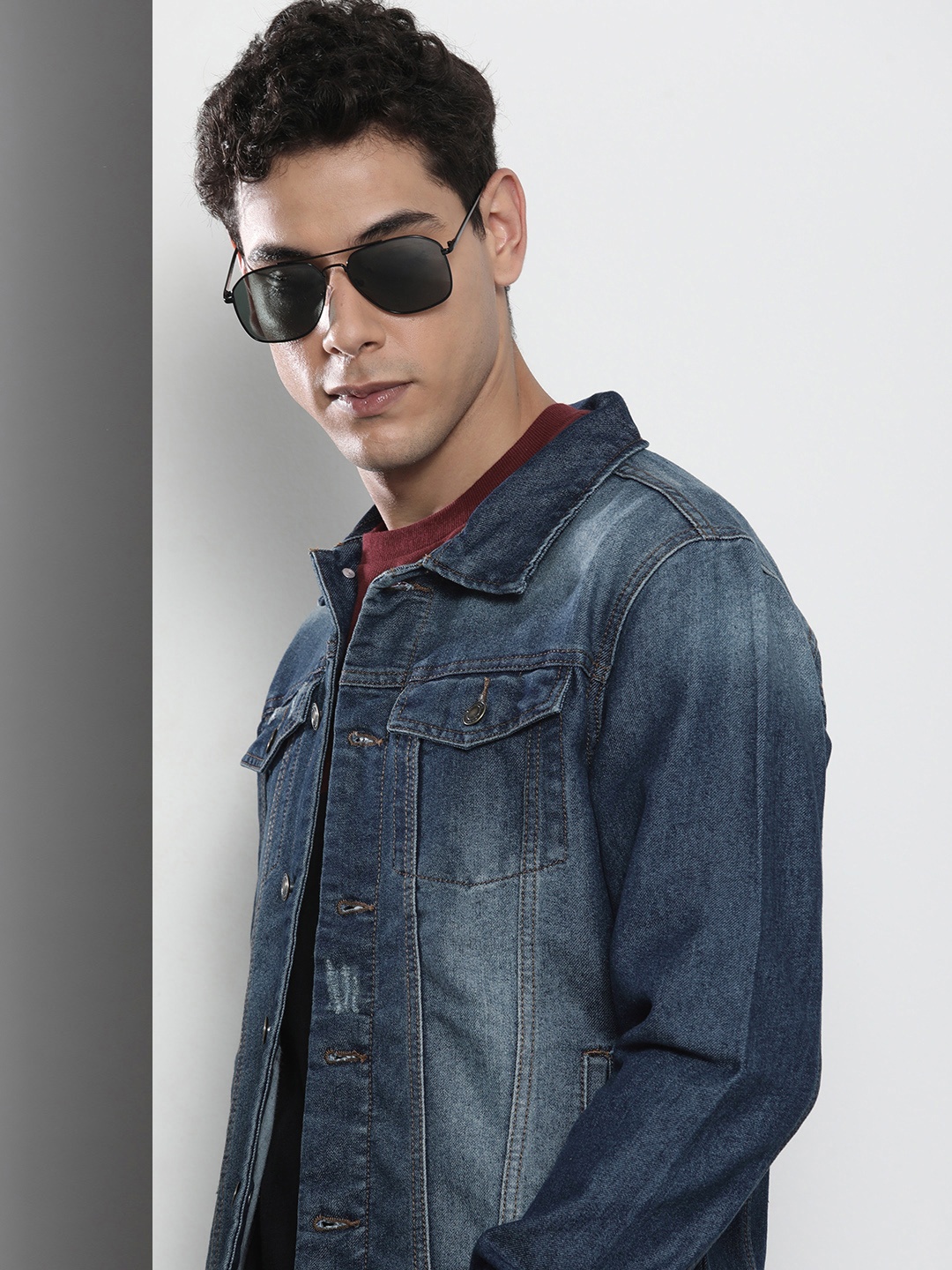 

The Indian Garage Co Washed Slim Fit Trucker Jacket, Blue