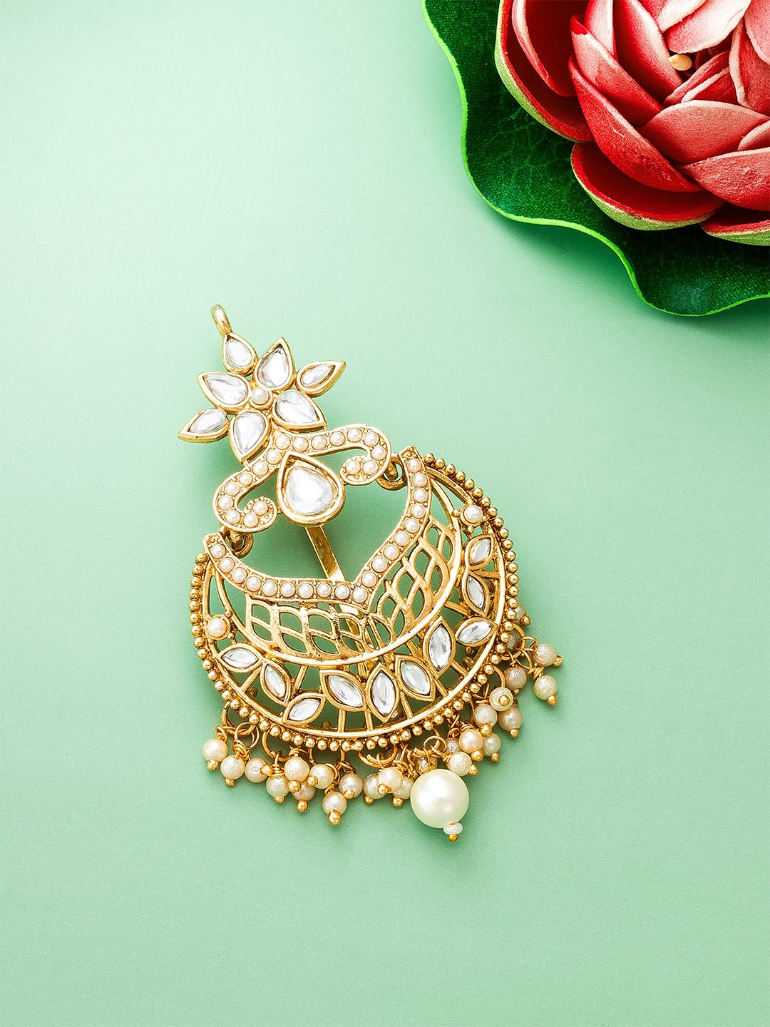 

aadita Women Gold-Toned & Green Hair Accessory
