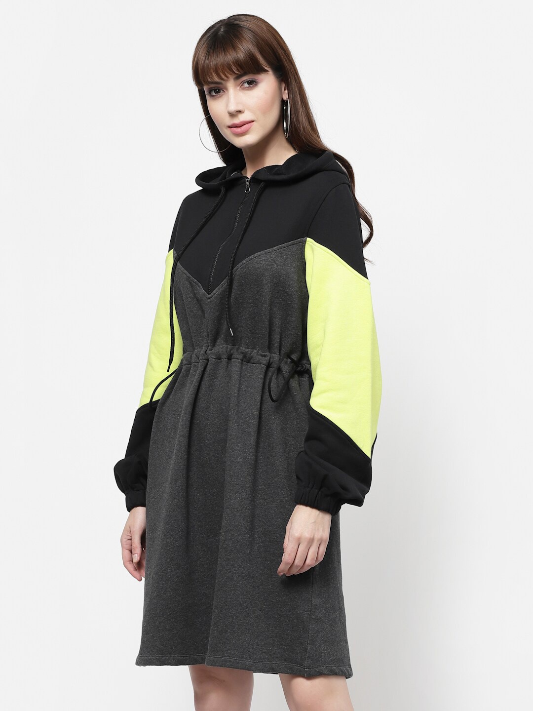 

FLAWLESS Women Grey & Black A-Line Cotton Midi Dress