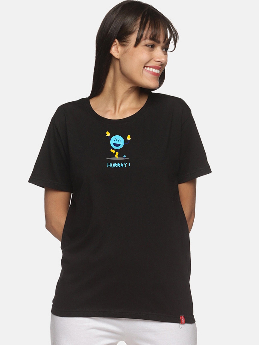 

NOT YET by us Women Black Printed Cotton Lounge T-shirts