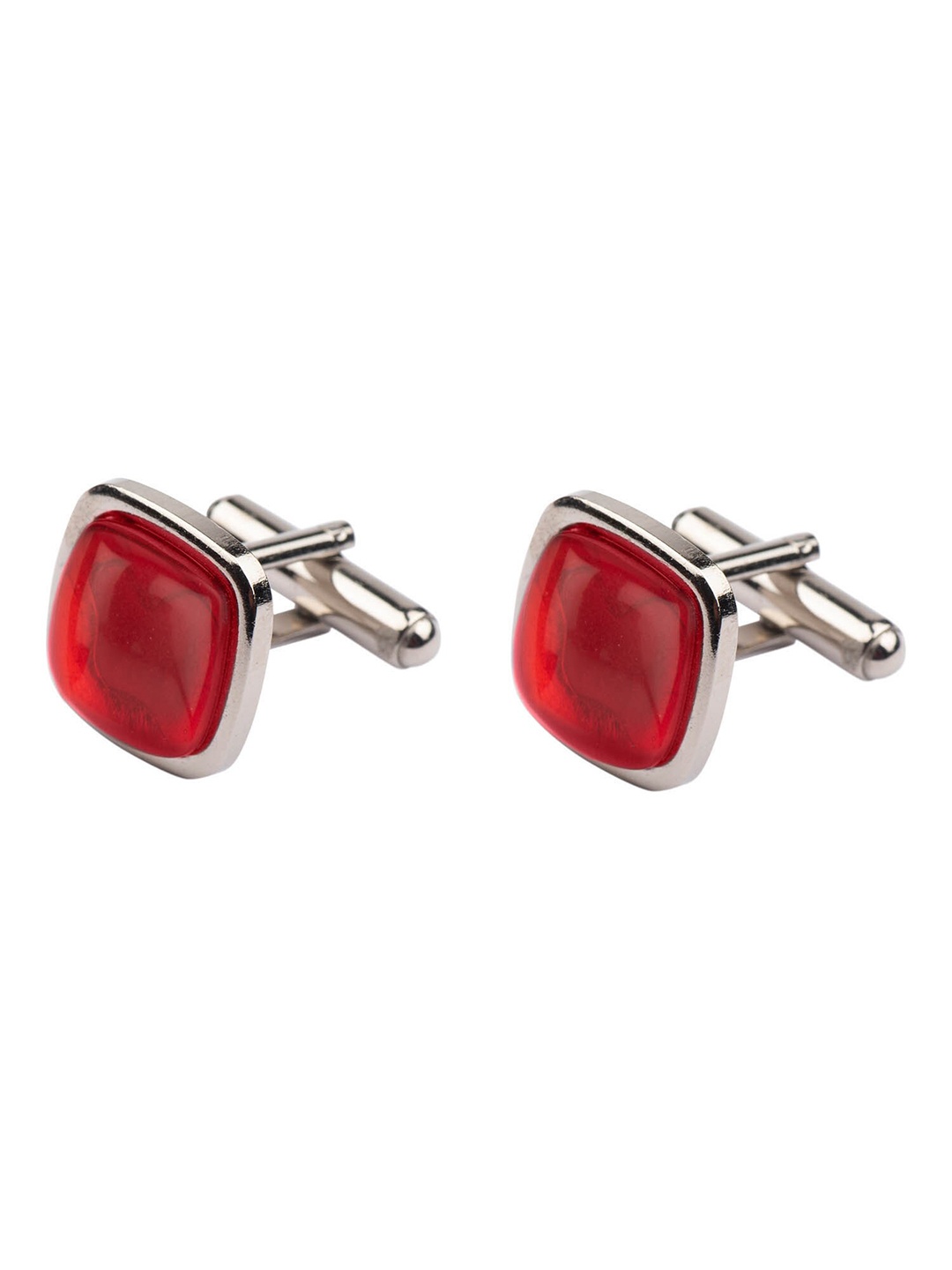 

The Tie Hub Red & Silver-Toned Cufflink