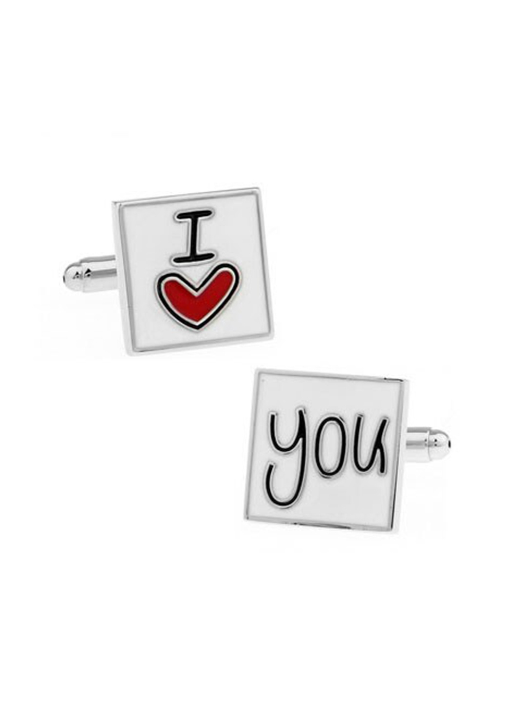 

The Tie Hub Silver-Toned & White Cufflink