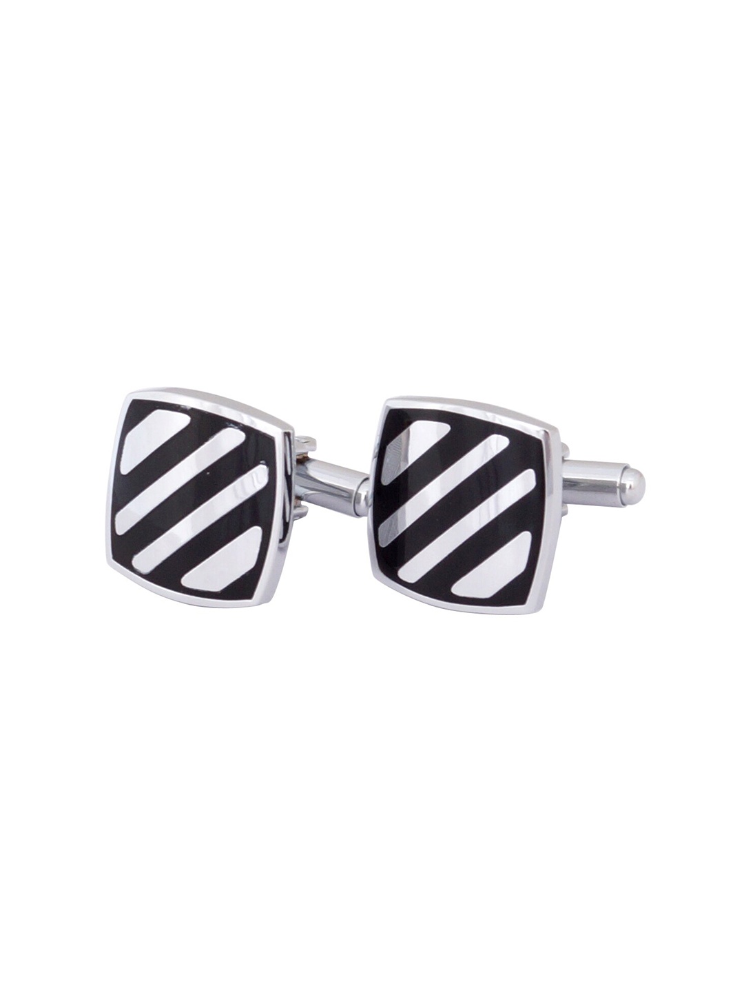 

The Tie Hub Silver-Toned & Black Cufflink