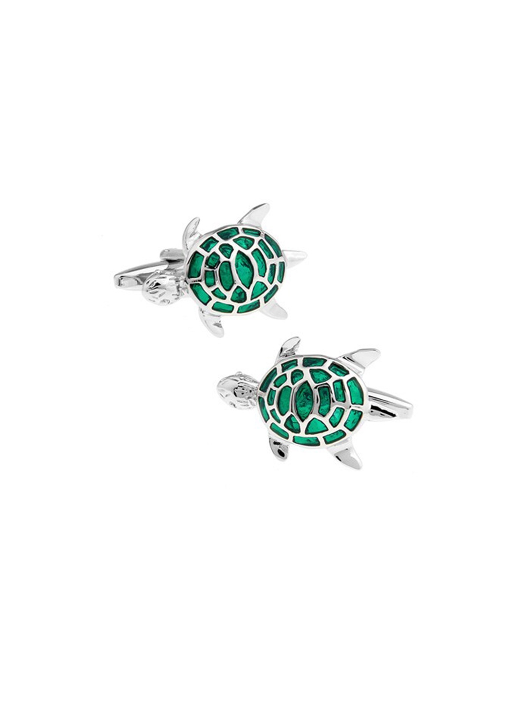 

The Tie Hub Green & Silver-Toned Quirky Cufflink