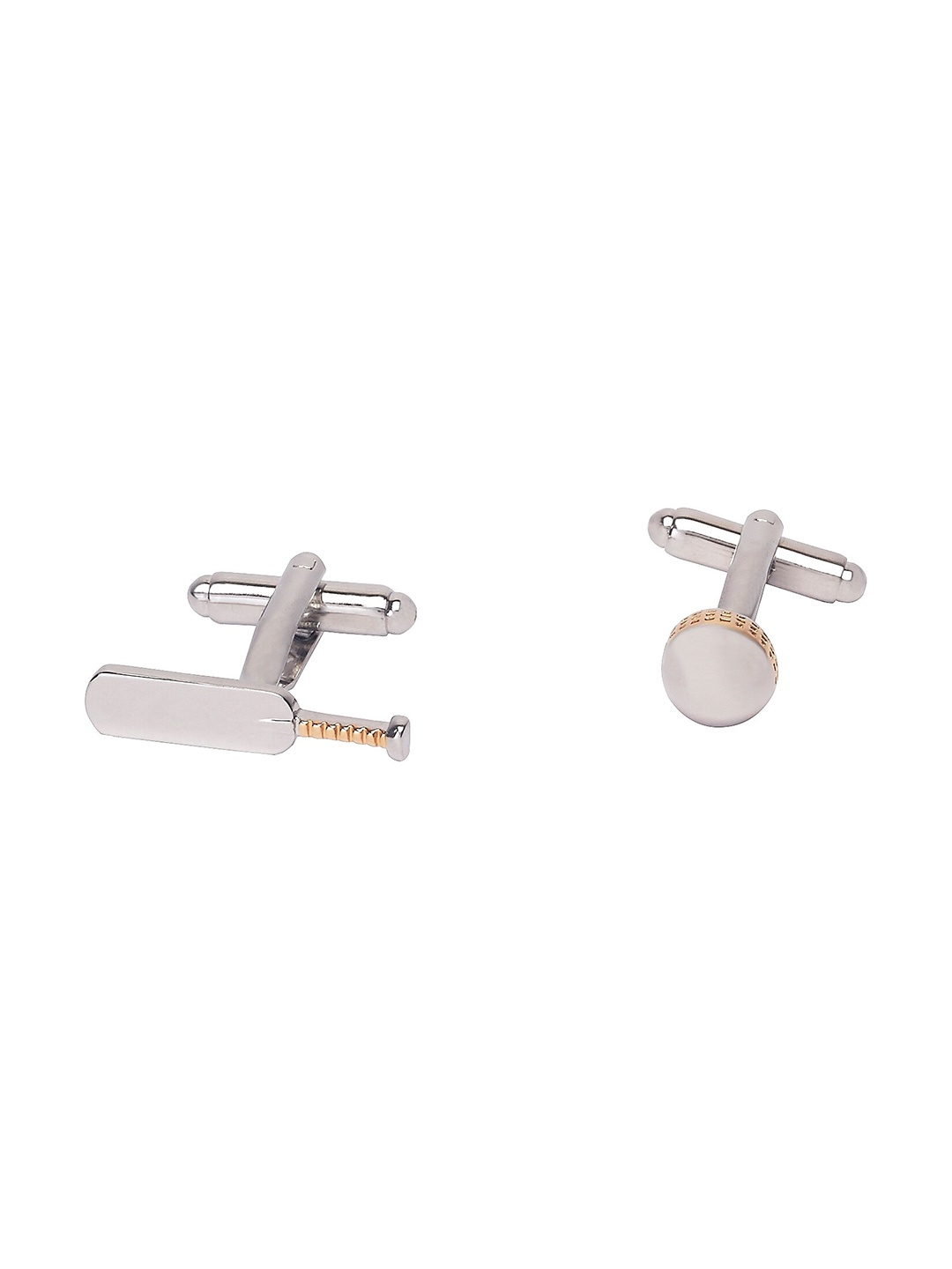 

The Tie Hub Men Silver-Toned Bat & Ball Cufflinks