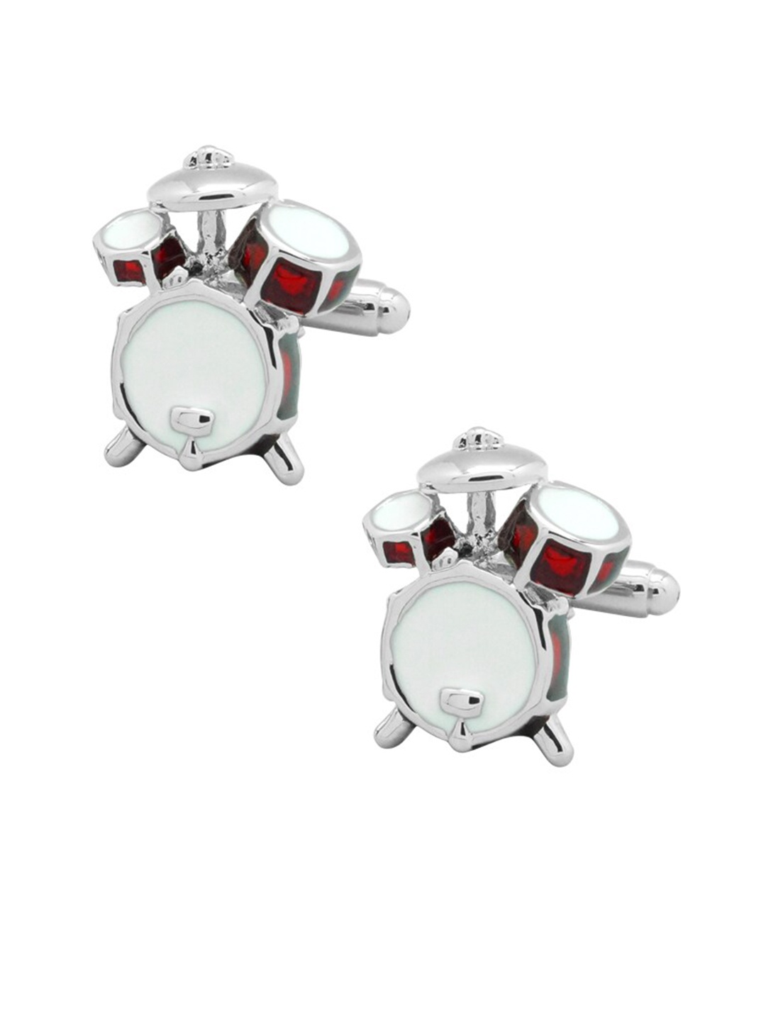 

The Tie Hub Men Silver-Toned Drum set Cufflinks