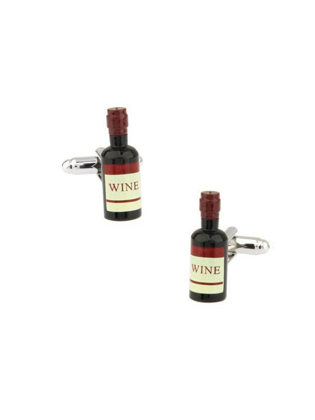 

The Tie Hub Men Red & Silver-Toned Red Wine Bottle Cufflinks