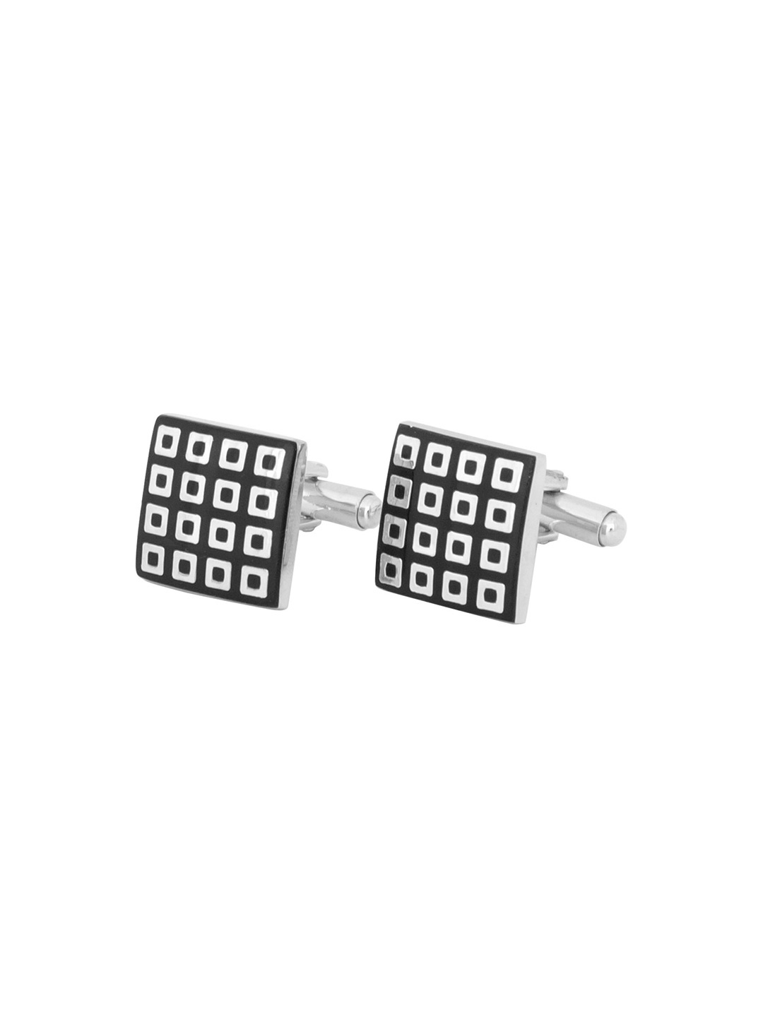 

The Tie Hub Black & Silver-Toned Square Cufflink