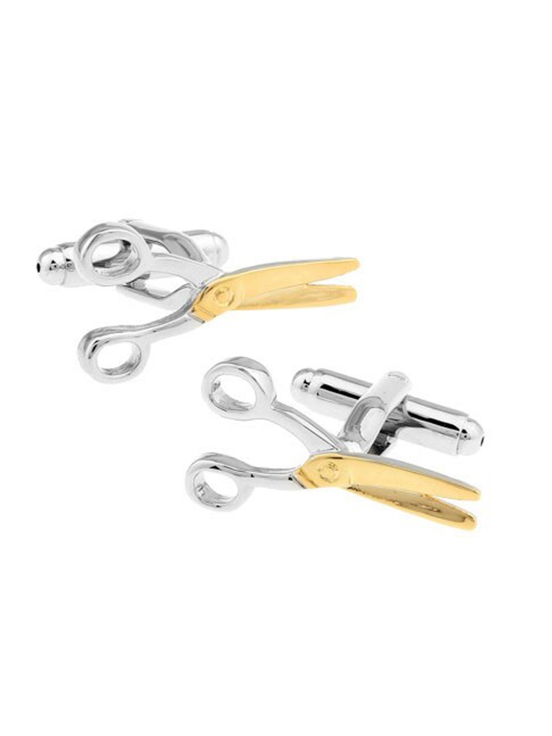 

The Tie Hub Silver-Toned & Gold-Toned Scissor Cufflink