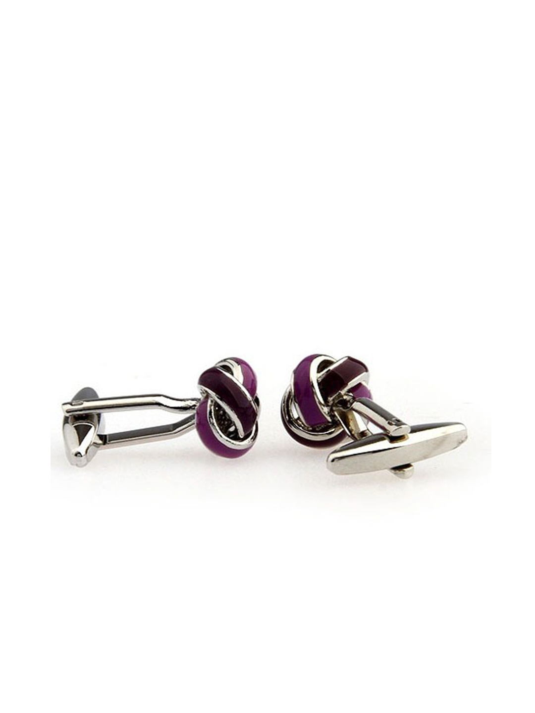 

The Tie Hub Purple & Silver-Toned Purple Knot Cufflink