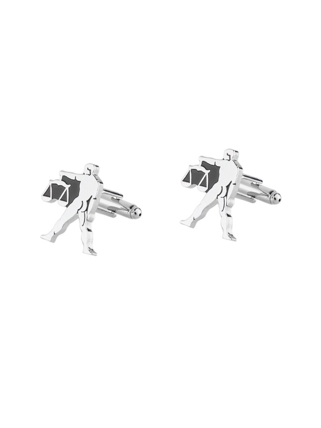 

The Tie Hub Silver-Toned & Black Libra Zodiac Sign Cufflink