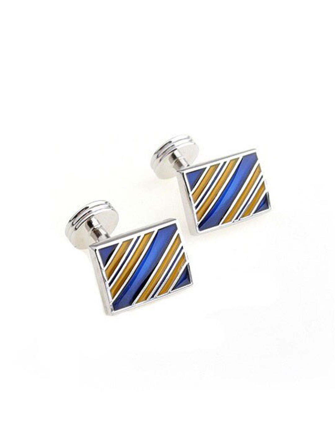 

The Tie Hub Blue & Brown Brass Striped Cufflink