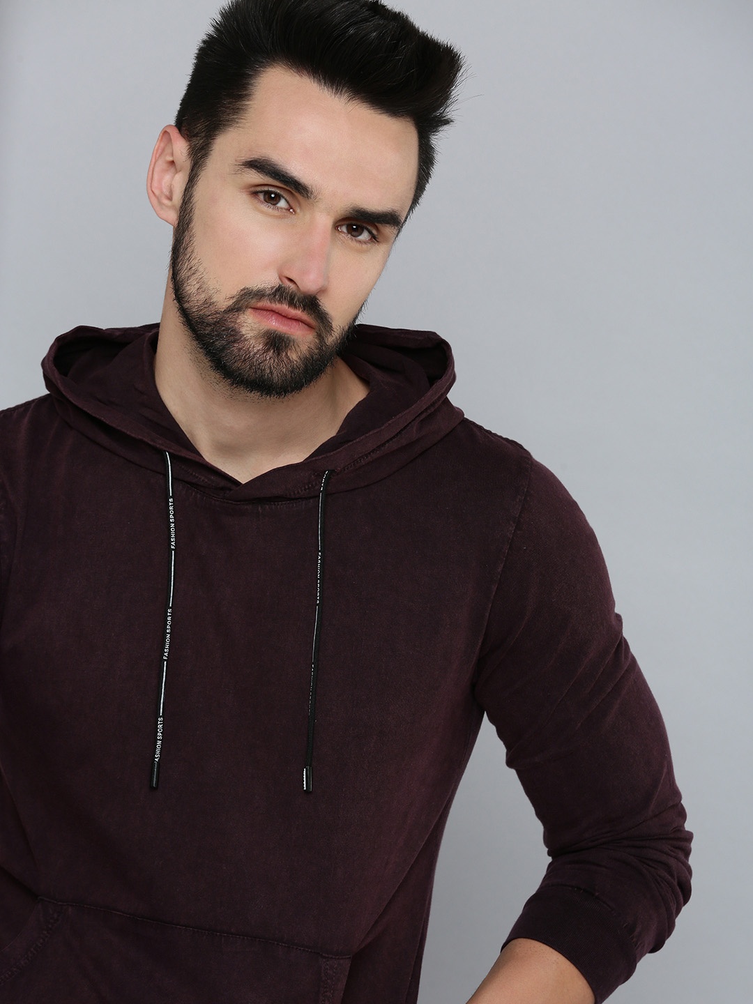 

SHOWOFF Men Violet Hooded Sweatshirt