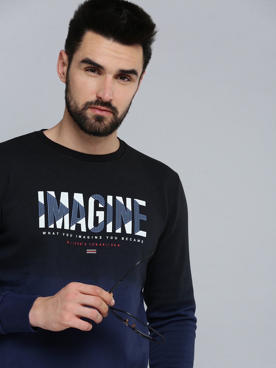 

SHOWOFF Men Black Printed Cotton Sweatshirt