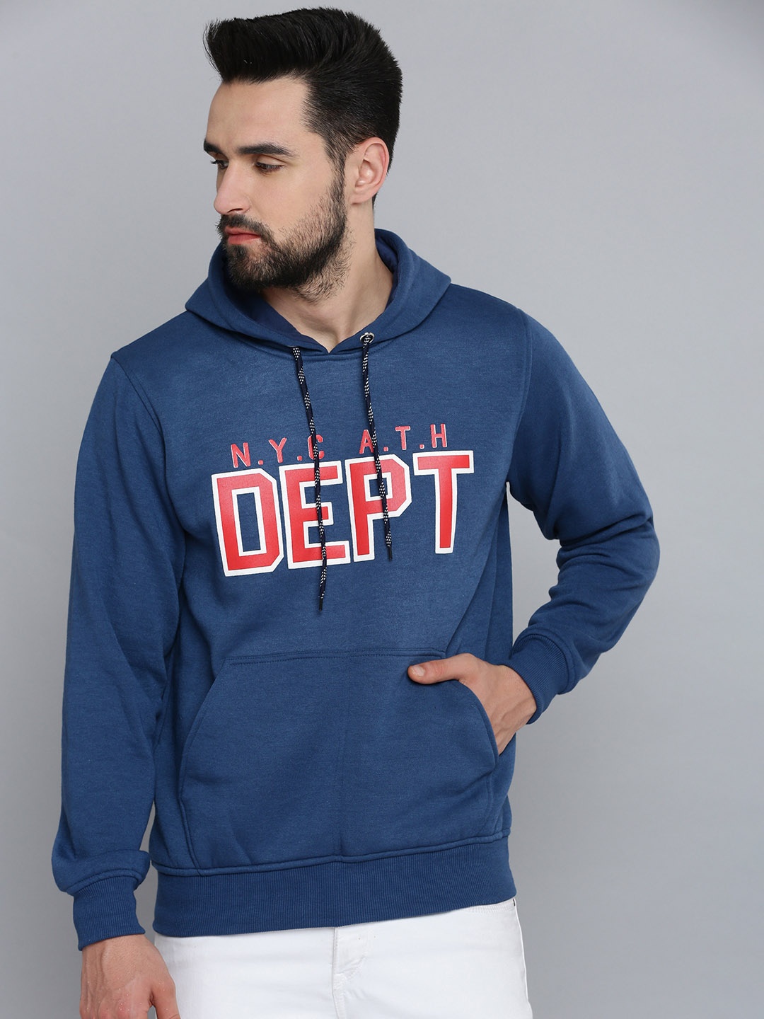 

SHOWOFF Men Teal Printed Hooded Cotton Sweatshirt