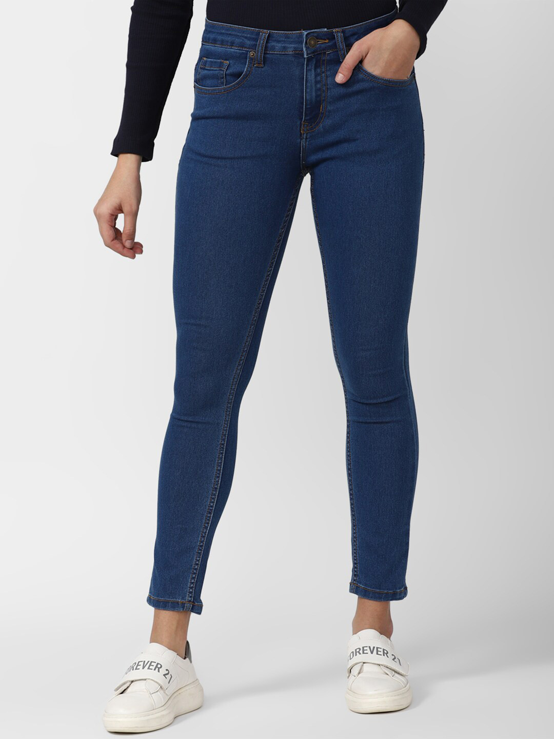 

FOREVER 21 Women Blue Slim Fit Cotton Jeans