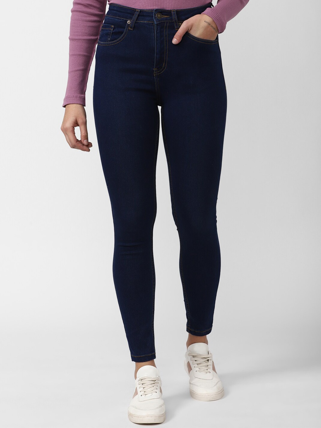 

FOREVER 21 Women Blue Slim Fit Cotton Jeans