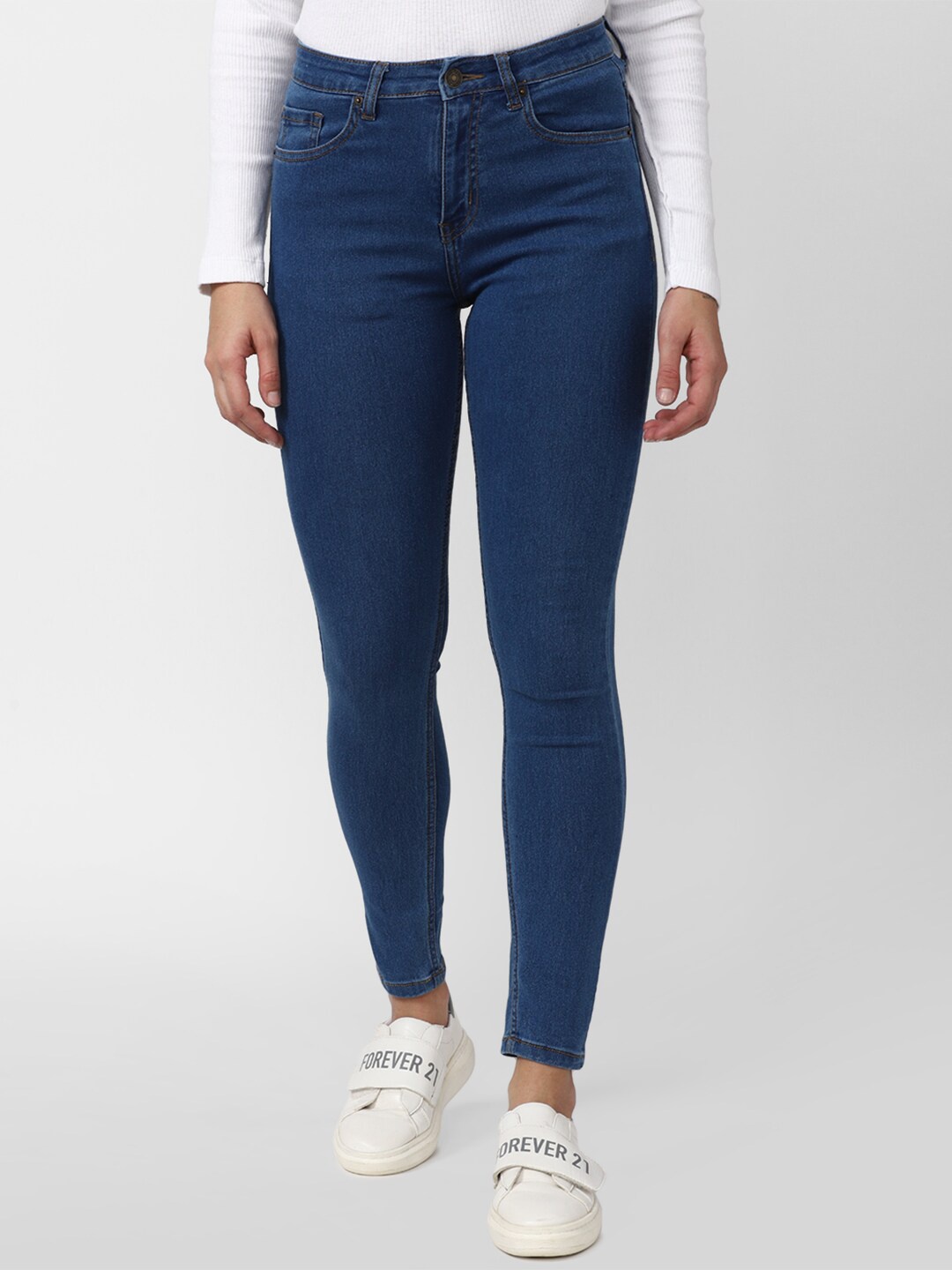 

FOREVER 21 Women Blue Slim Fit Cotton Jeans