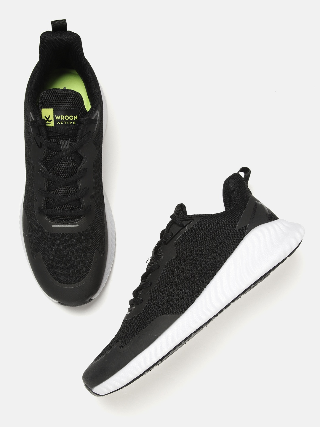 

WROGN Men Black Woven Design Running Shoes