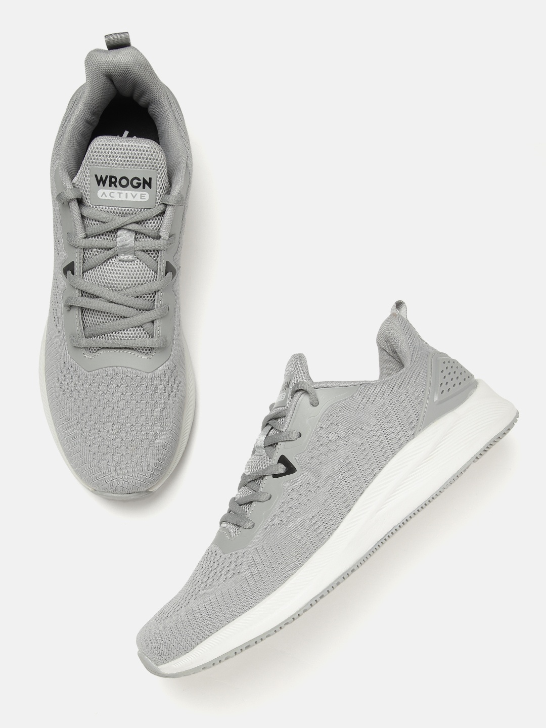 

WROGN Men Grey Woven Design Running Shoes